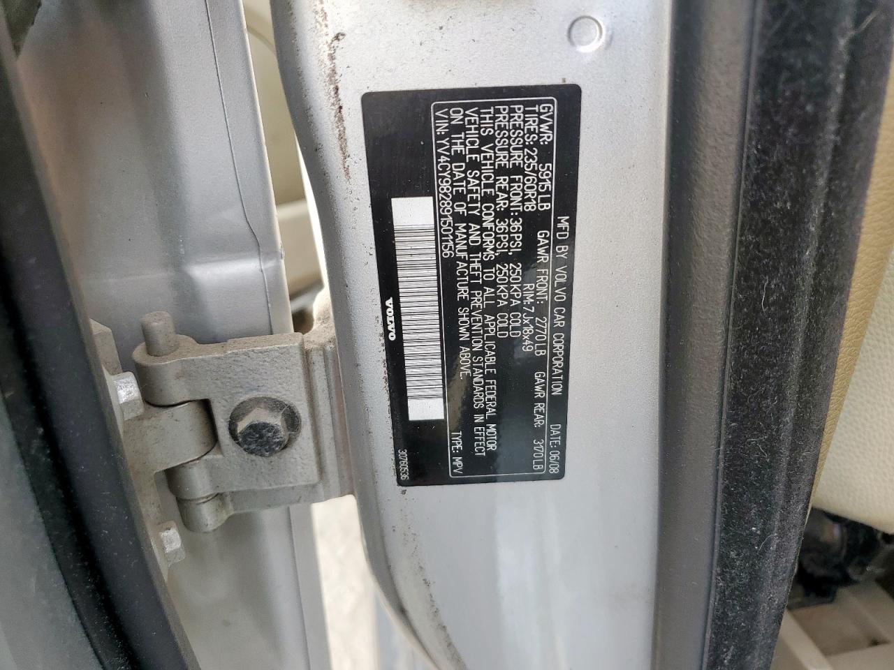 2009 Volvo Xc90 3.2 VIN: YV4CY982891501156 Lot: 84007955