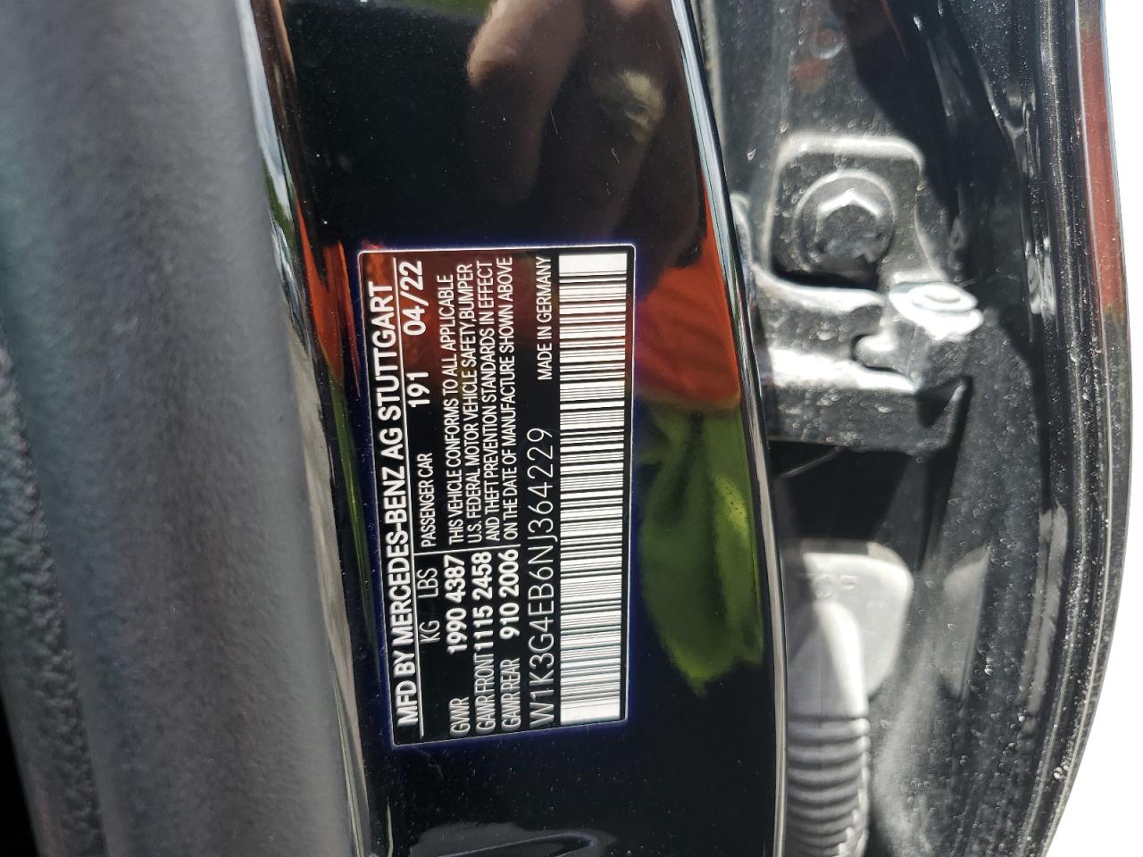 2022 Mercedes-Benz A 220 VIN: W1K3G4EB6NJ364229 Lot: 70286345