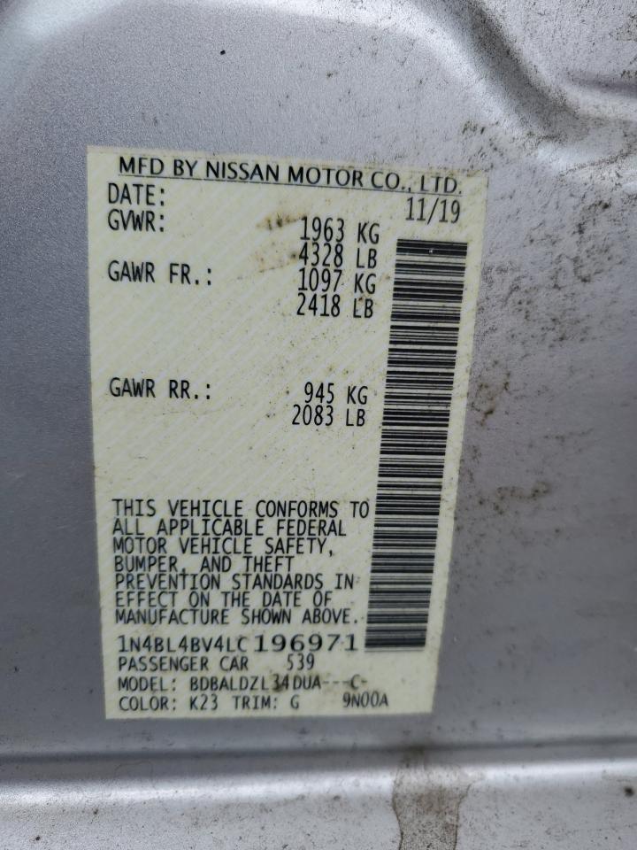 2020 Nissan Altima S VIN: 1N4BL4BV4LC196971 Lot: 82126445