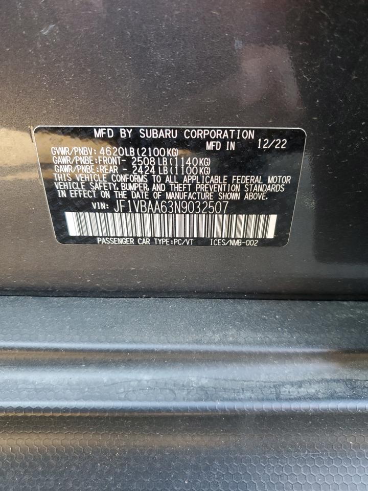 2022 Subaru Wrx VIN: JF1VBAA63N9032507 Lot: 81186835