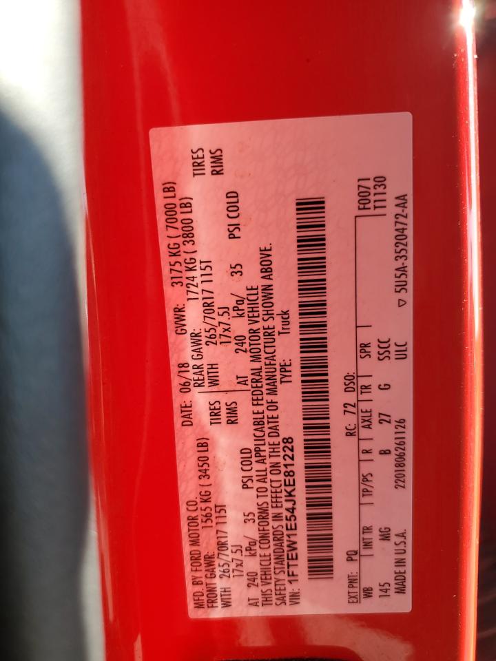 2018 Ford F150 Supercrew VIN: 1FTEW1E54JKE81228 Lot: 80138015