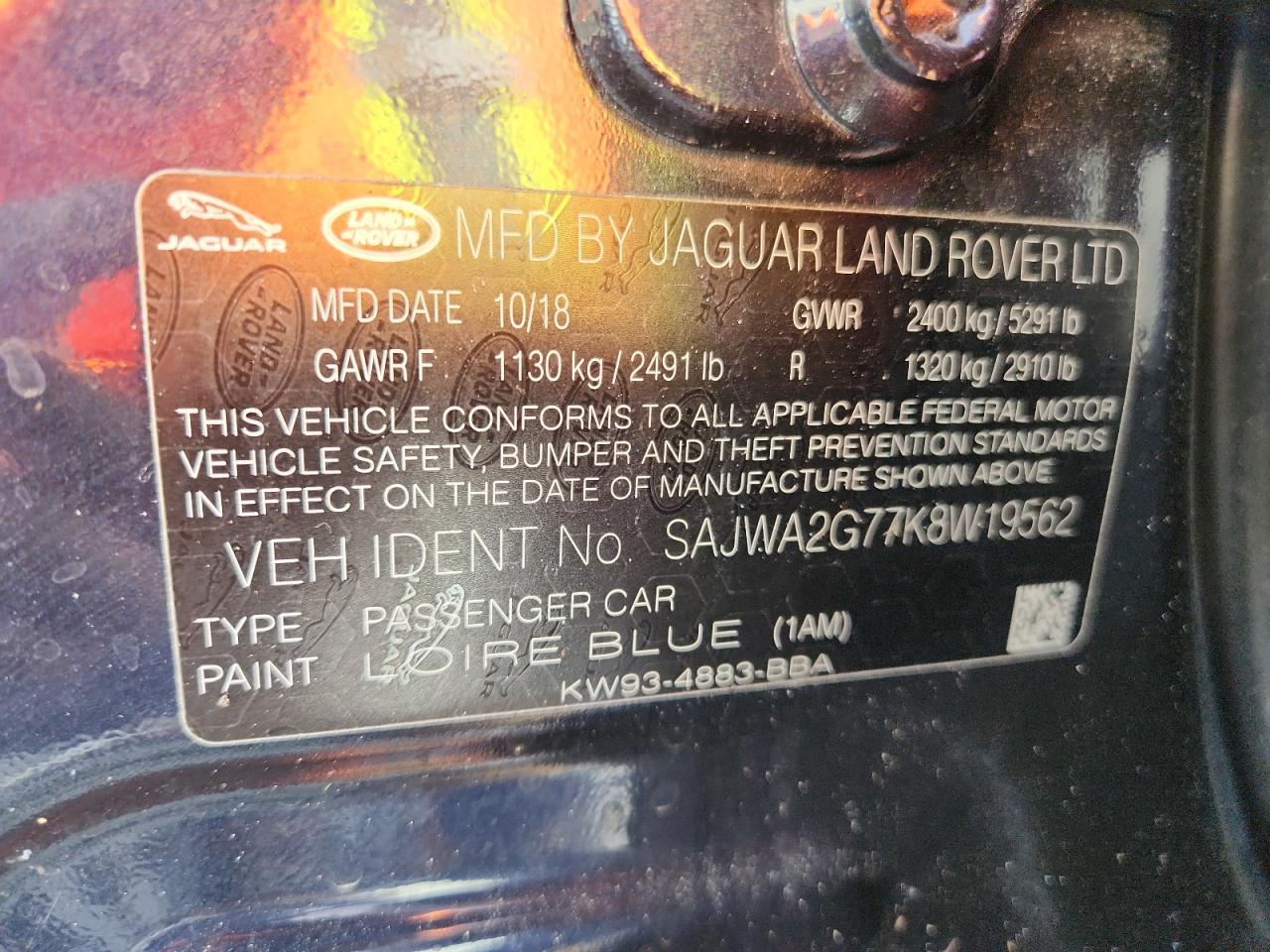 2019 Jaguar Xjl Portfolio VIN: SAJWA2G77K8W19562 Lot: 81605135