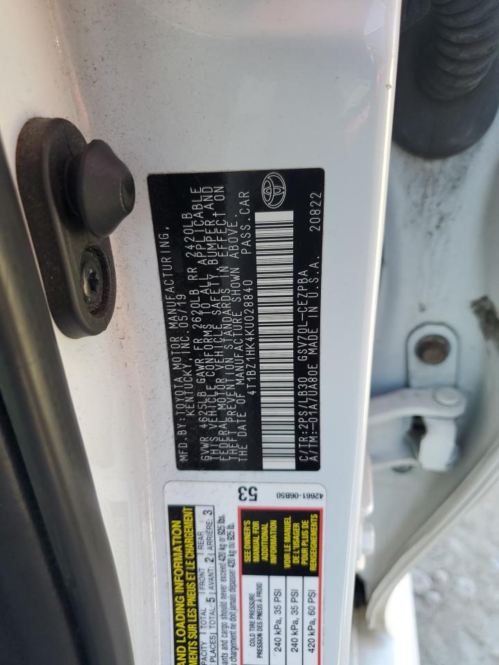 2019 Toyota Camry Xse VIN: 4T1BZ1HK4KU028840 Lot: 81834045