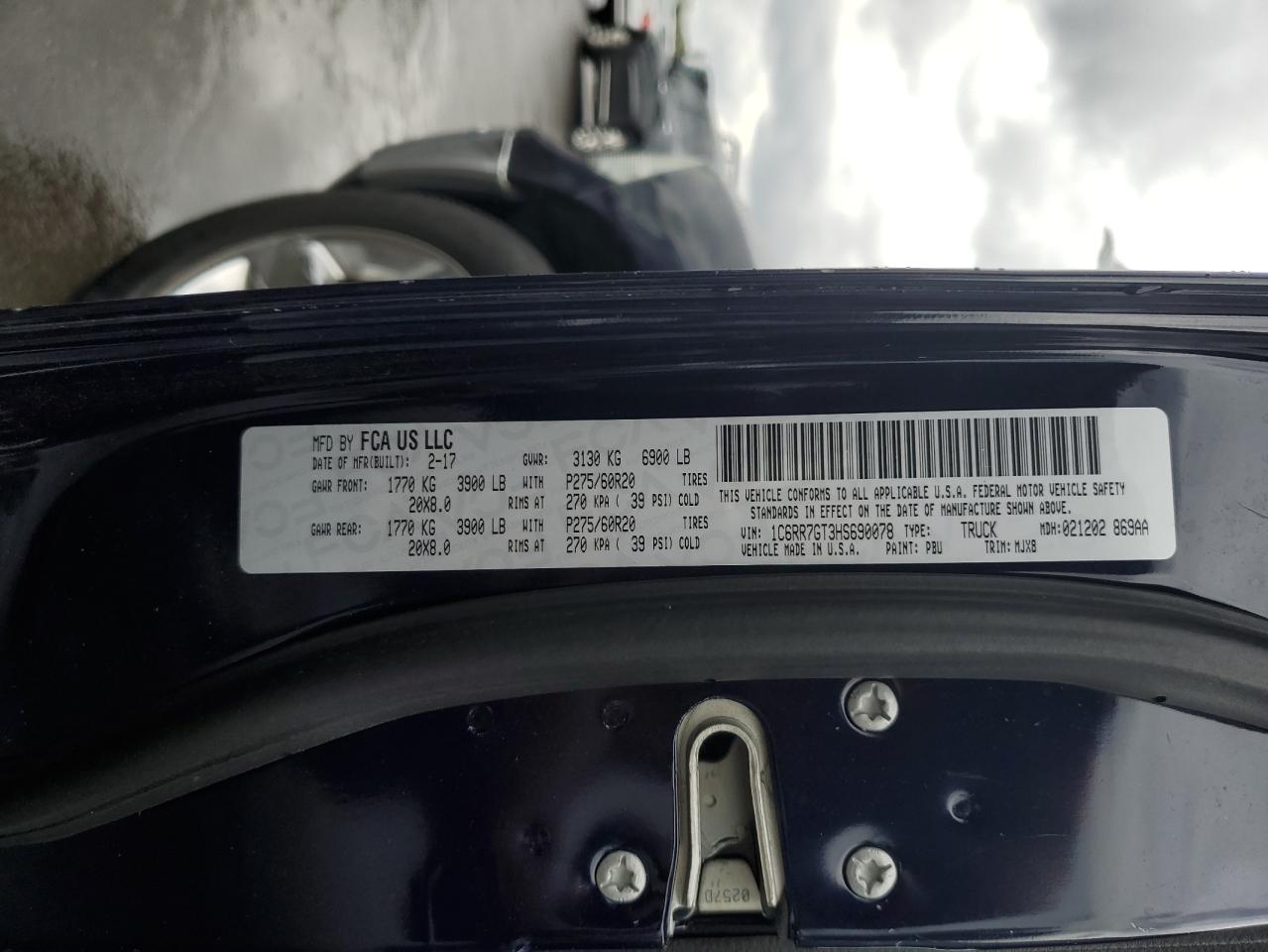 2017 Ram 1500 Slt VIN: 1C6RR7GT3HS690078 Lot: 71862335