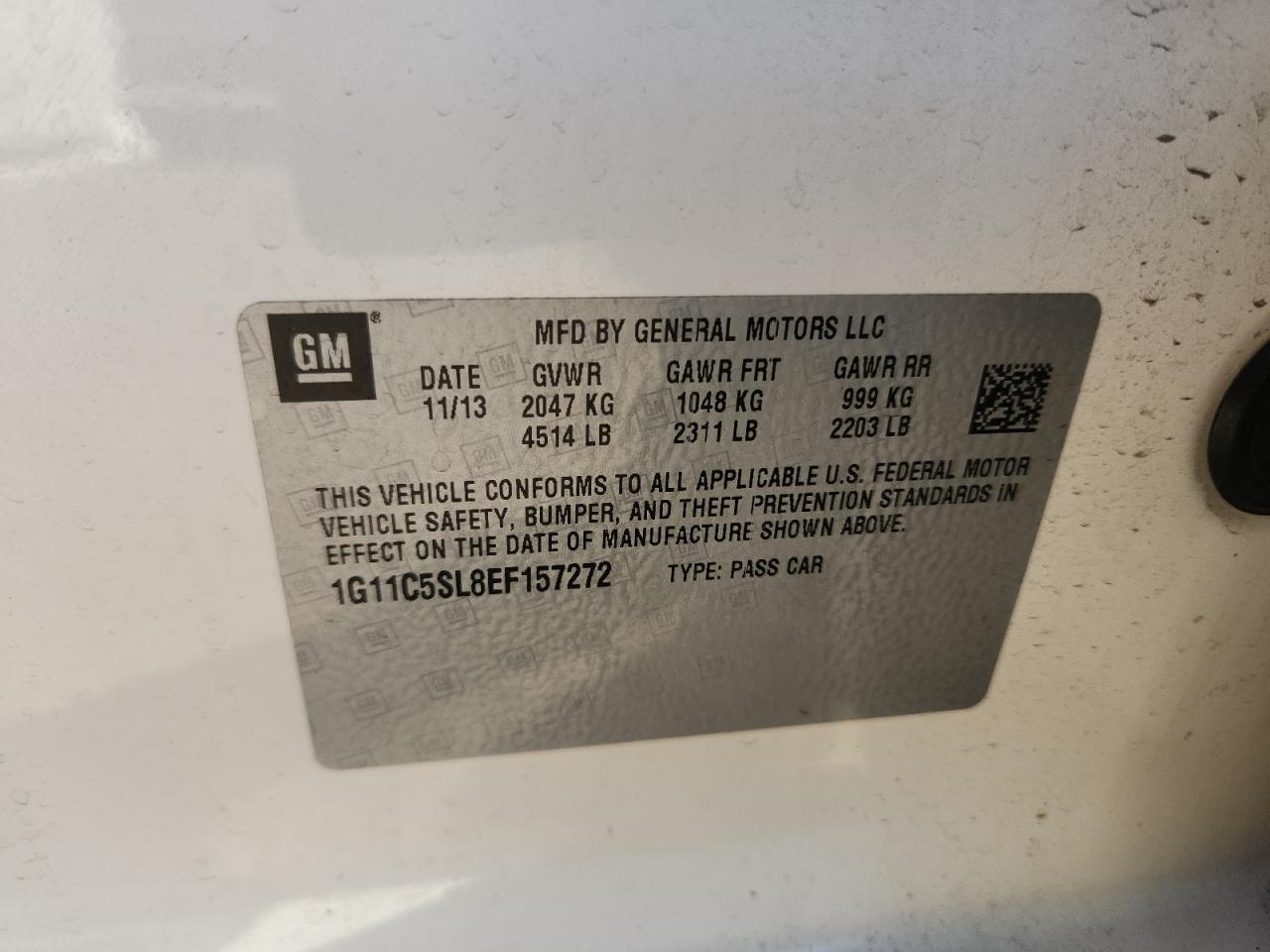 2014 Chevrolet Malibu 1Lt VIN: 1G11C5SL8EF157272 Lot: 80717615
