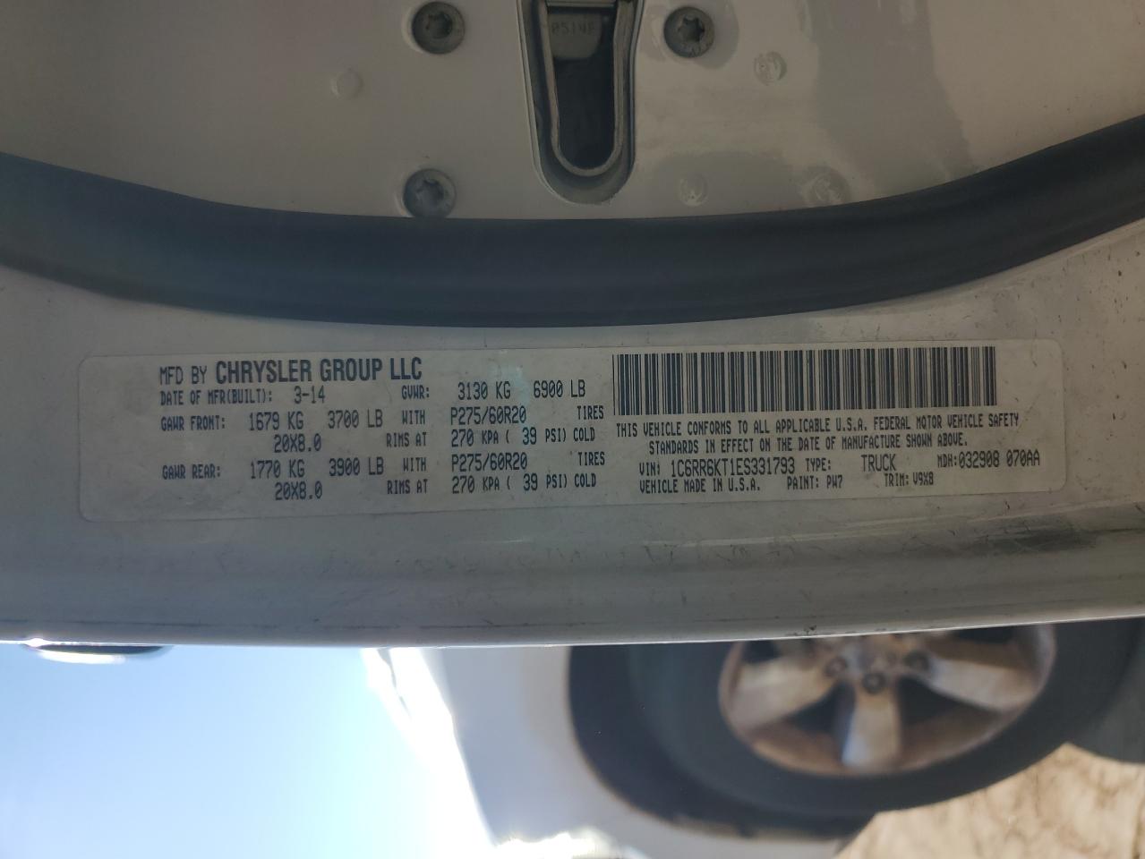 2014 Ram 1500 St VIN: 1C6RR6KT1ES331793 Lot: 81802725