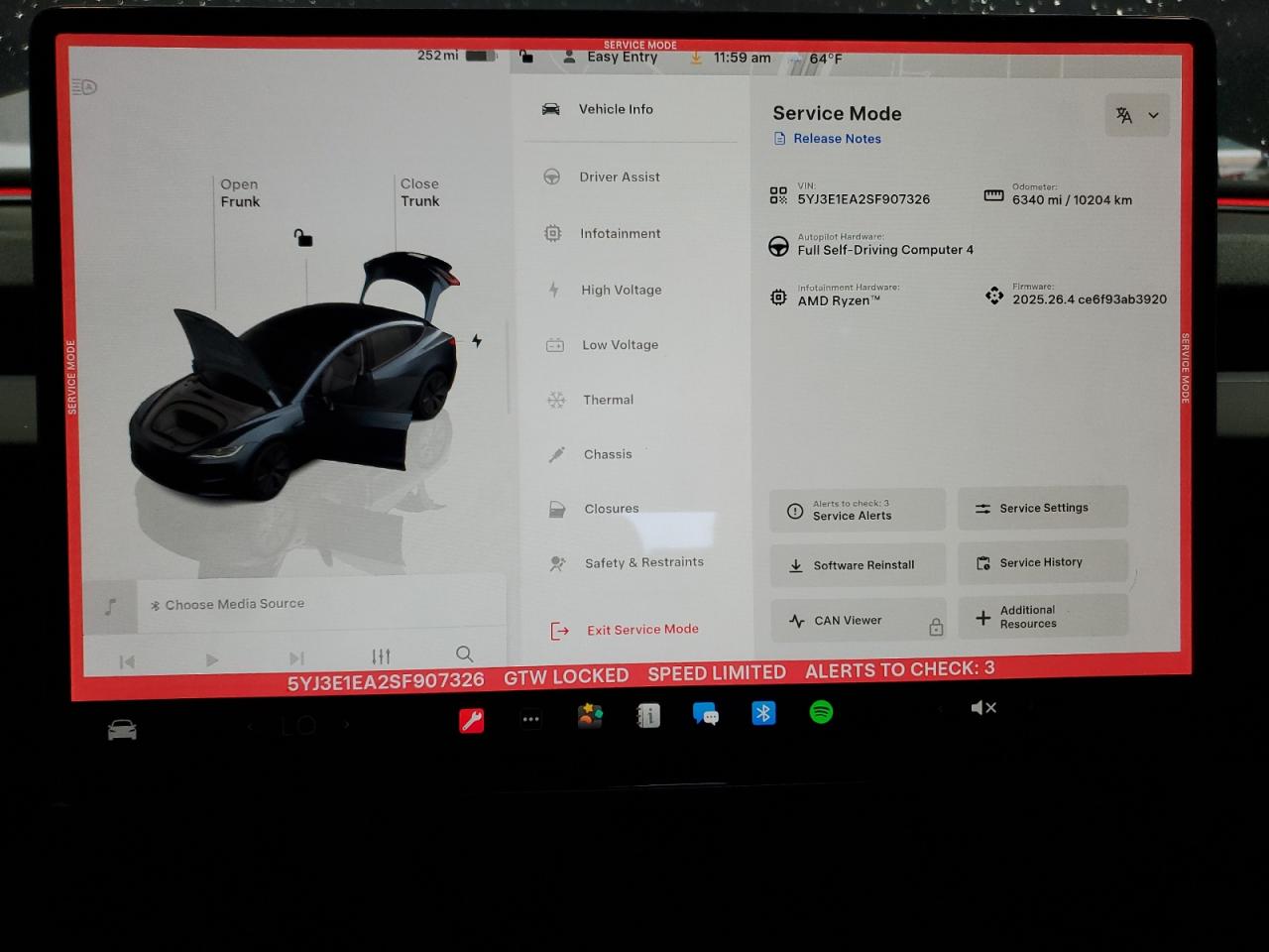 2025 Tesla Model 3 VIN: 5YJ3E1EA2SF907326 Lot: 70354685