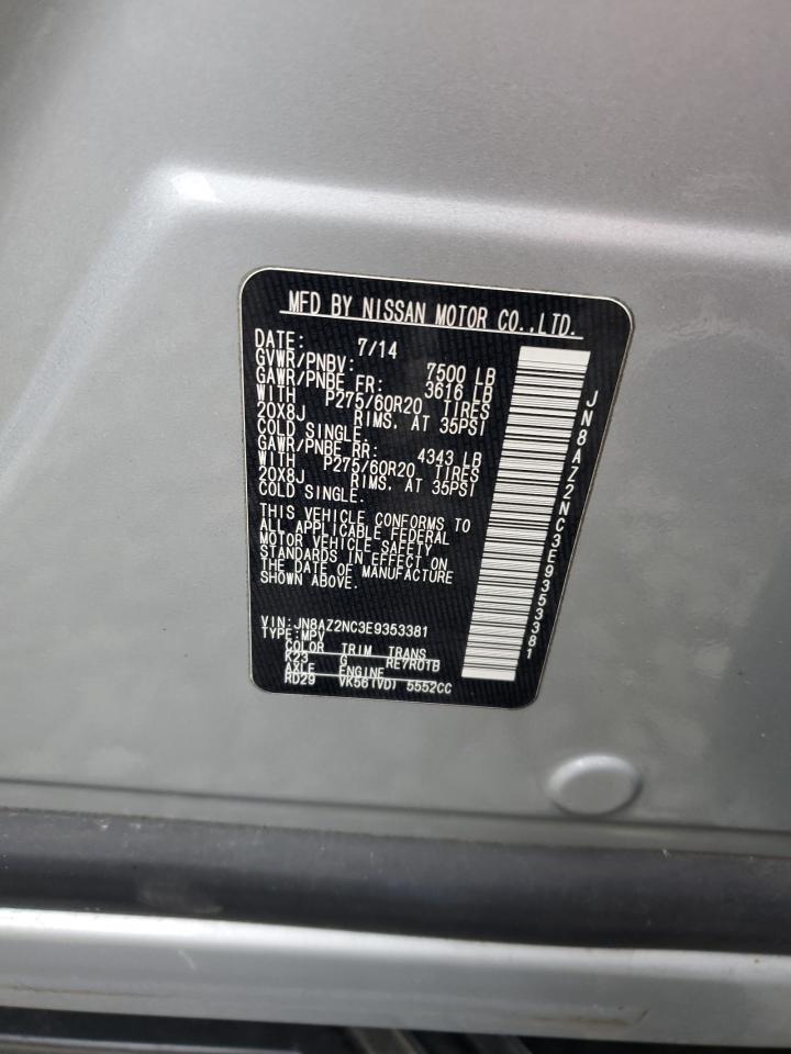 2014 Infiniti Qx80 VIN: JN8AZ2NC3E9353381 Lot: 80070565