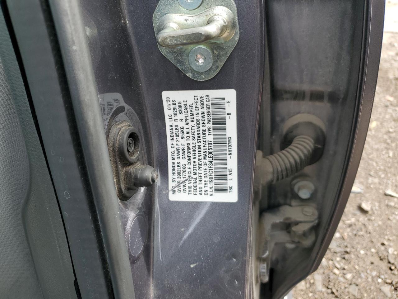 2020 Honda Civic Ex VIN: 19XFC1F34LE005707 Lot: 71171525