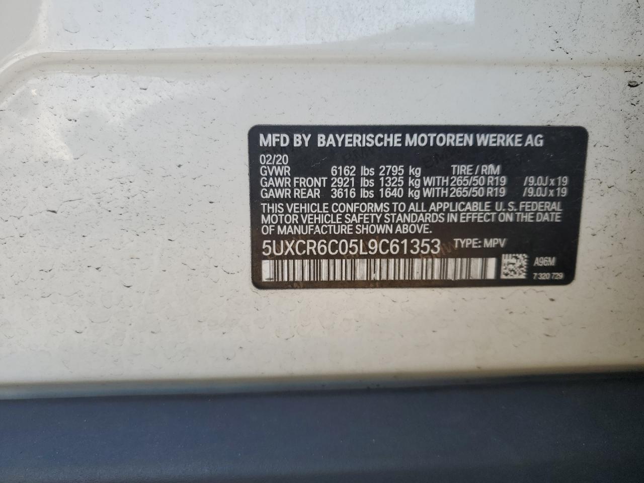 2020 BMW X5 xDrive40I VIN: 5UXCR6C05L9C61353 Lot: 80354675