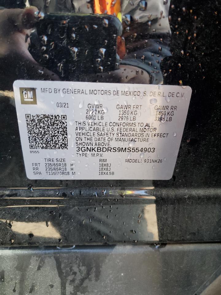 2021 Chevrolet Blazer 3Lt VIN: 3GNKBDRS9MS554903 Lot: 71178765