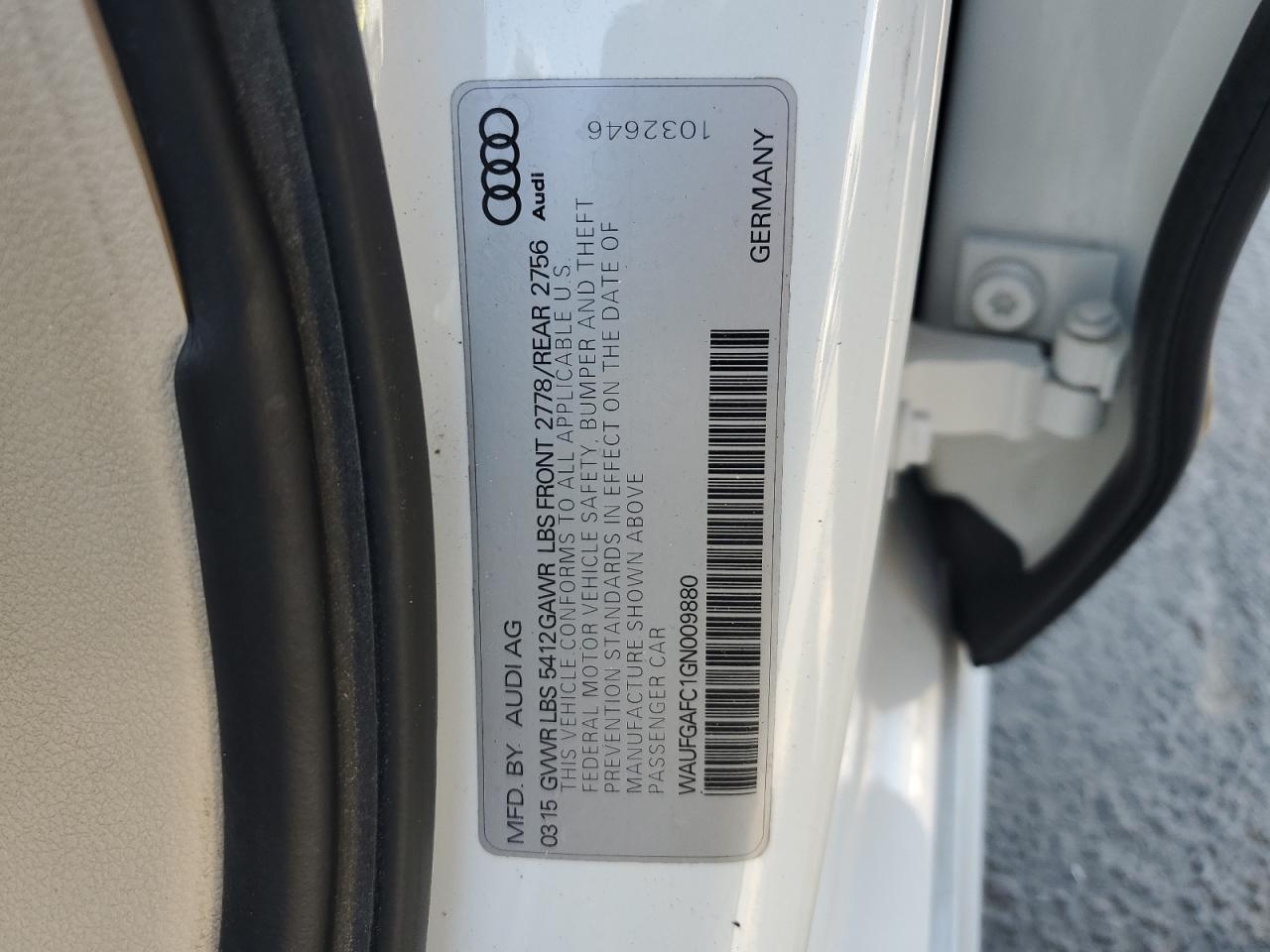 2016 Audi A6 Premium Plus VIN: WAUFGAFC1GN009880 Lot: 80519285
