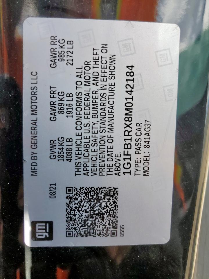 2021 Chevrolet Camaro Ls VIN: 1G1FB1RX8M0142184 Lot: 81690585