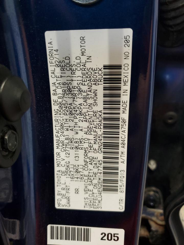 2014 Toyota Tacoma Double Cab VIN: 3TMLU4EN2EM147745 Lot: 82101985