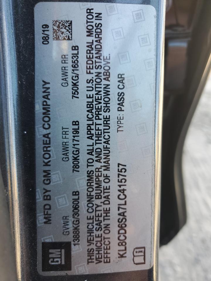 2020 Chevrolet Spark 1Lt VIN: KL8CD6SA7LC415757 Lot: 81916535