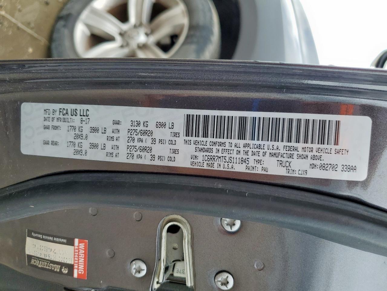 2018 Ram 1500 Sport VIN: 1C6RR7MT5JS111845 Lot: 81806455