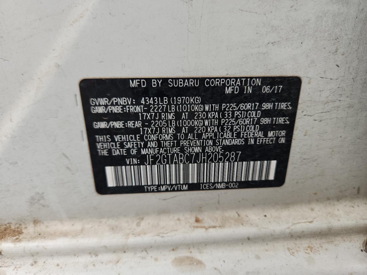 2018 Subaru Crosstrek Premium VIN: JF2GTABC7JH205287 Lot: 71050235