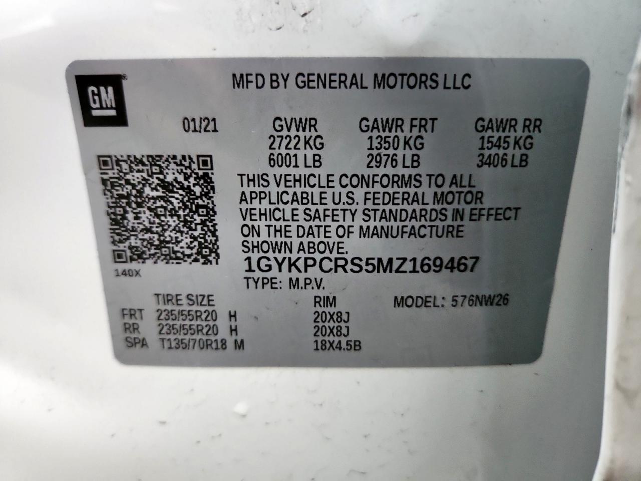 2021 Cadillac Xt6 Premium Luxury VIN: 1GYKPCRS5MZ169467 Lot: 71221985