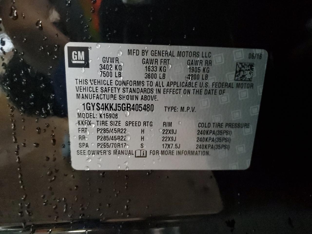 2016 Cadillac Escalade Esv Platinum VIN: 1GYS4KKJ5GR405480 Lot: 84419775