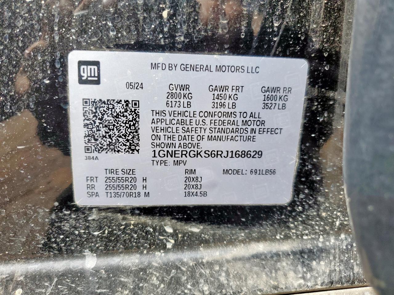 2024 Chevrolet Traverse Lt VIN: 1GNERGKS6RJ168629 Lot: 83819795