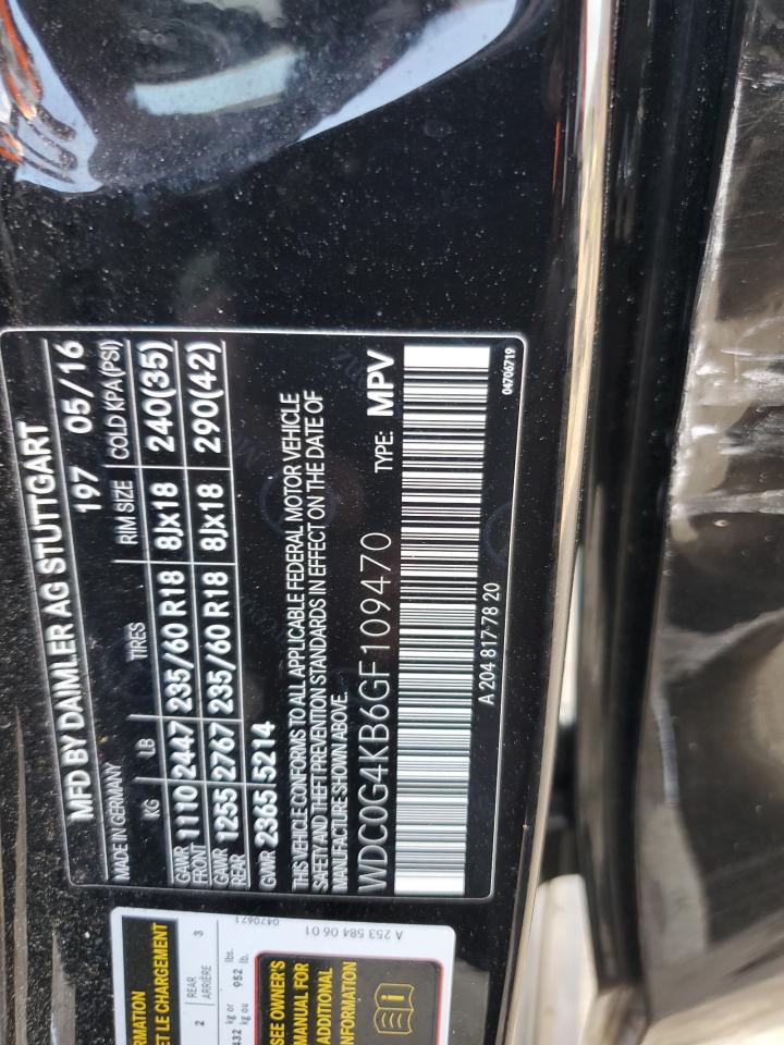 2016 Mercedes-Benz Glc 300 4Matic VIN: WDC0G4KB6GF109470 Lot: 81255105