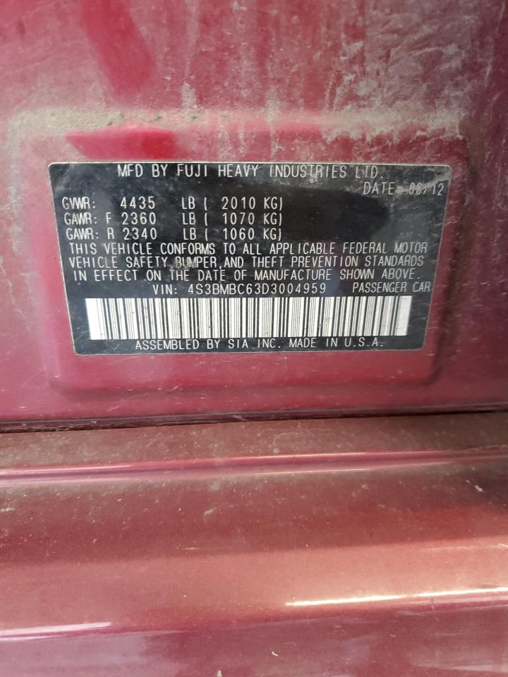 2013 Subaru Legacy 2.5I Premium VIN: 4S3BMBC63D3004959 Lot: 80211145