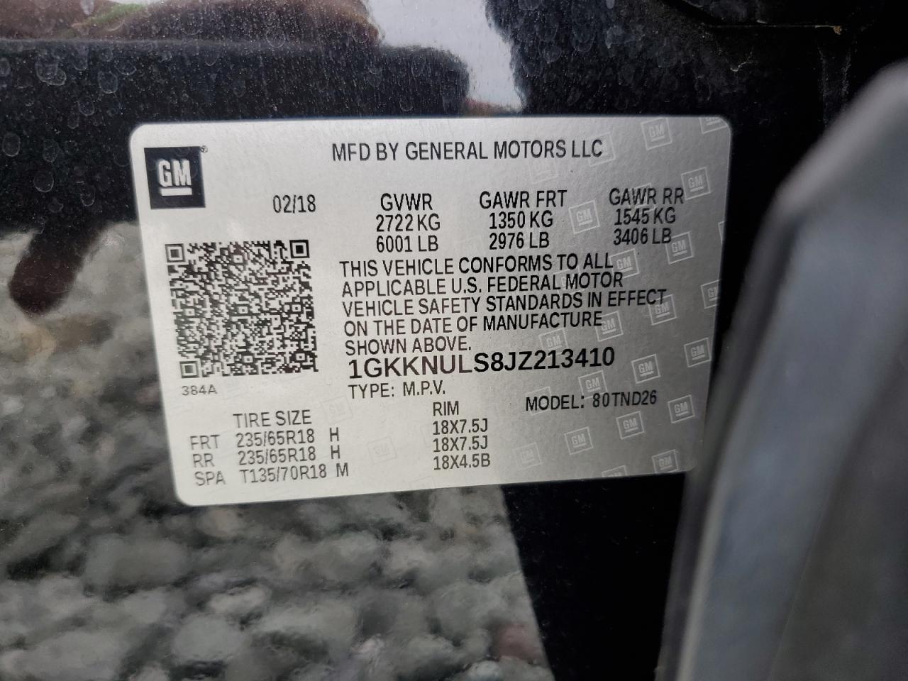 2018 GMC Acadia Slt-1 VIN: 1GKKNULS8JZ213410 Lot: 80763605