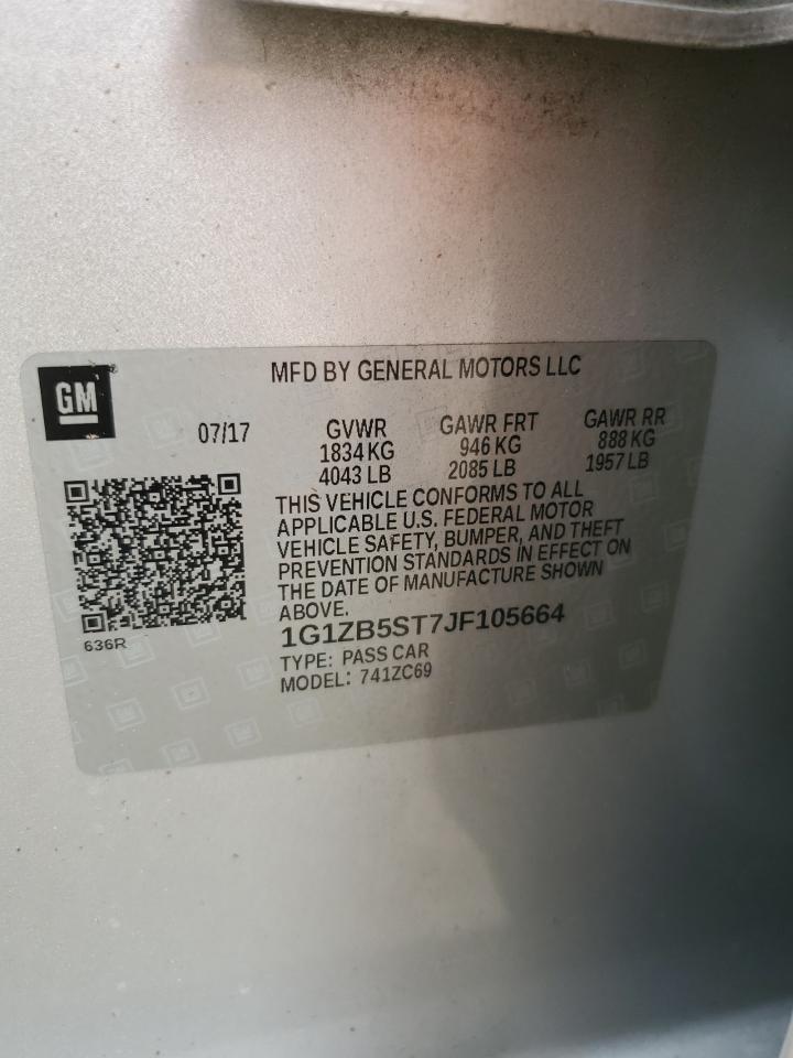 2018 Chevrolet Malibu Ls VIN: 1G1ZB5ST7JF105664 Lot: 84782055