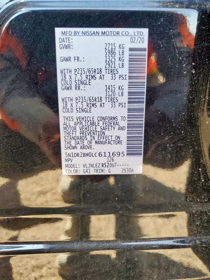 2020 Nissan Pathfinder Sv VIN: 5N1DR2BM0LC611695 Lot: 80353545