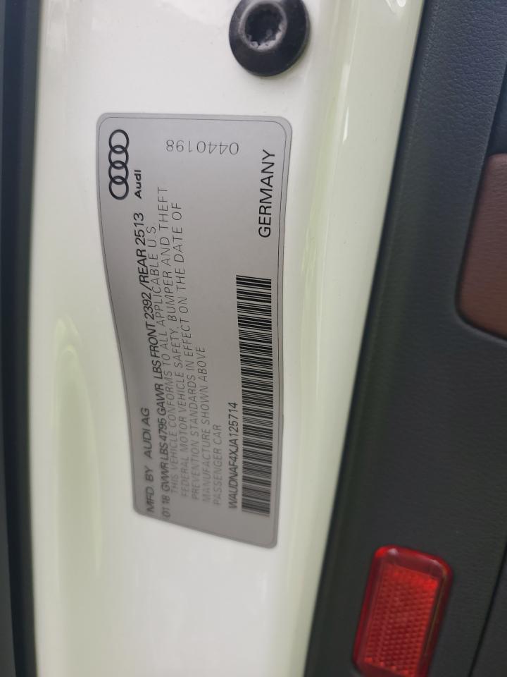 2018 Audi A4 Premium VIN: WAUDNAF4XJA125714 Lot: 71890355