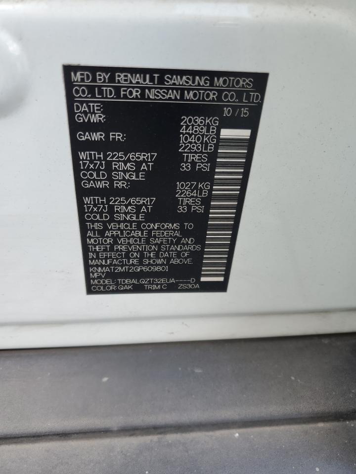 2016 Nissan Rogue S VIN: KNMAT2MT2GP609801 Lot: 80115405