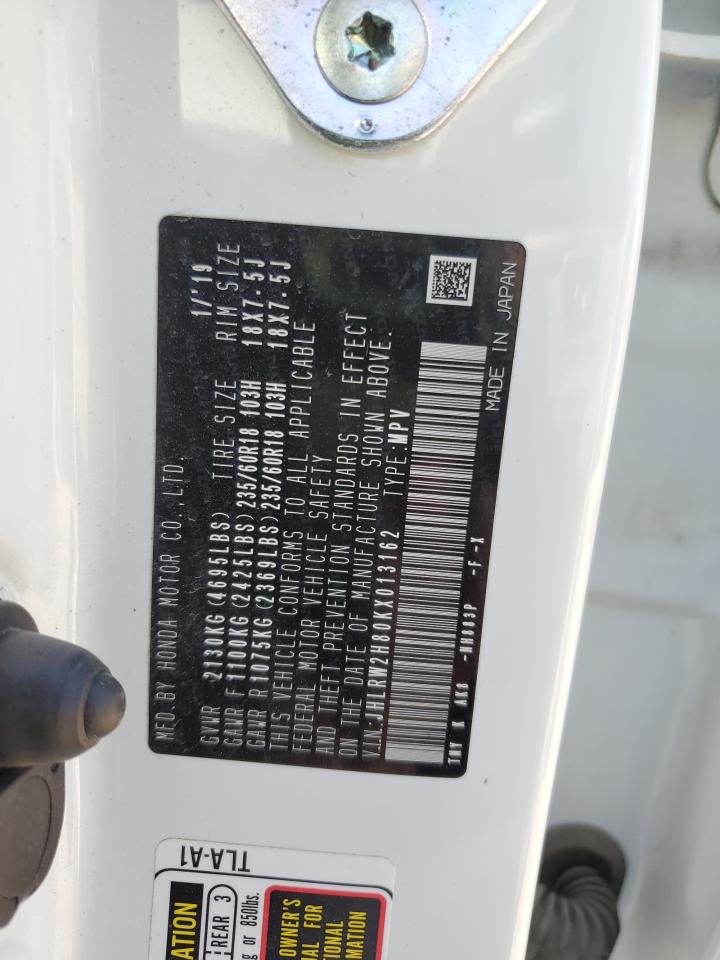 2019 Honda Cr-V Exl VIN: JHLRW2H80KX013162 Lot: 80715425