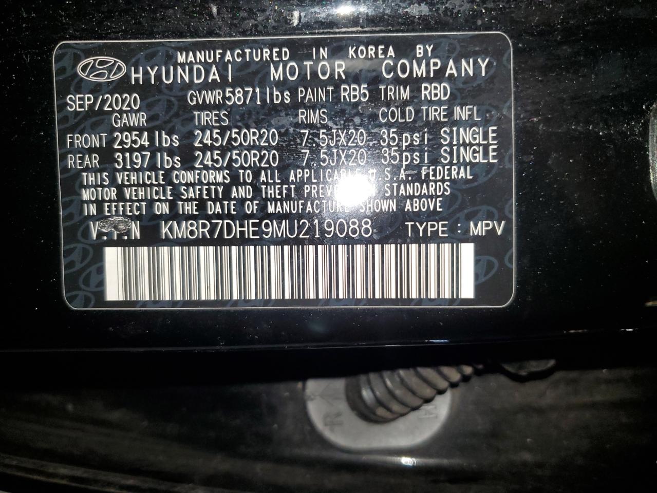 2021 Hyundai Palisade Calligraphy VIN: KM8R7DHE9MU219088 Lot: 81721075