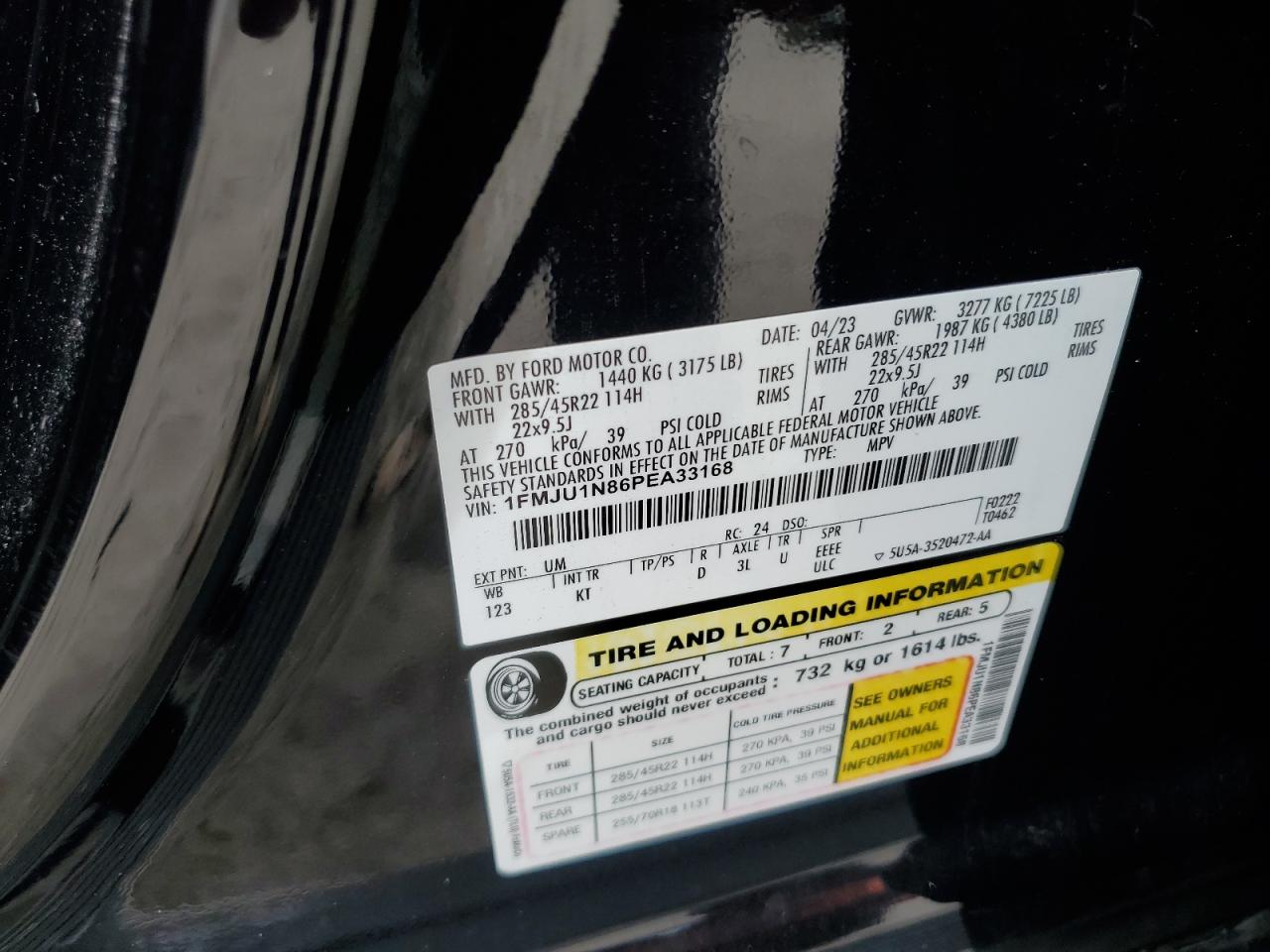 2023 Ford Expedition King Ranch VIN: 1FMJU1N86PEA33168 Lot: 81267355