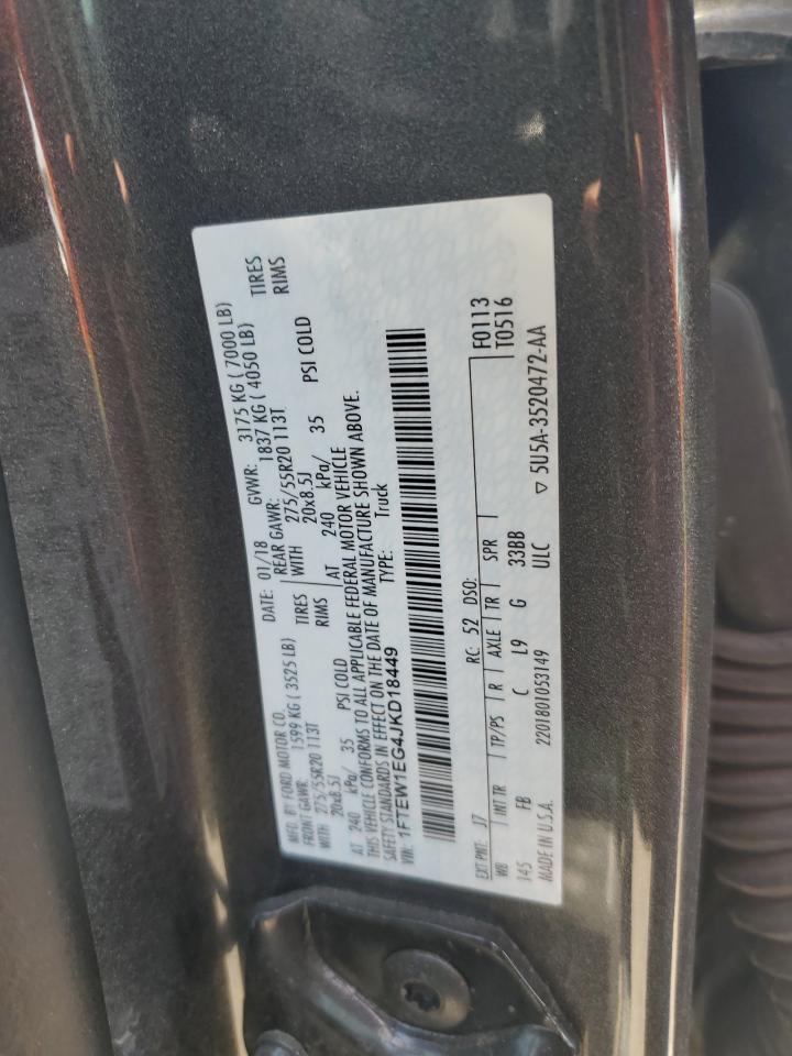 2018 Ford F150 Supercrew VIN: 1FTEW1EG4JKD18449 Lot: 80140085