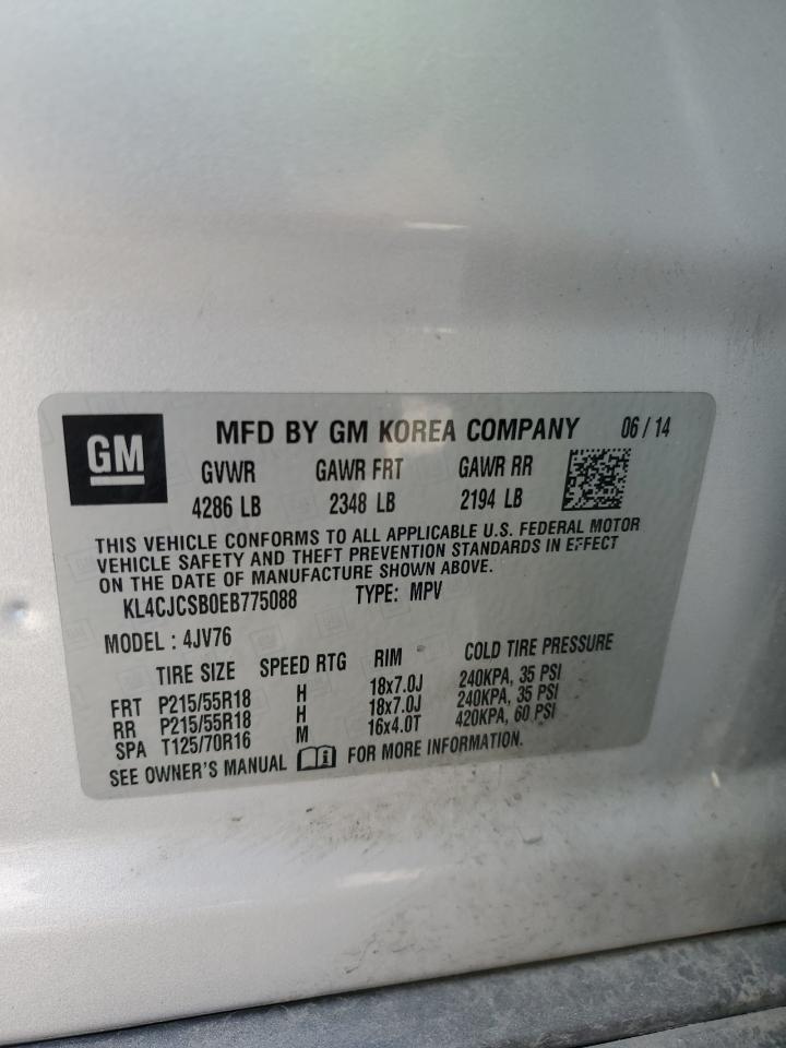 2014 Buick Encore VIN: KL4CJCSB0EB775088 Lot: 81035055