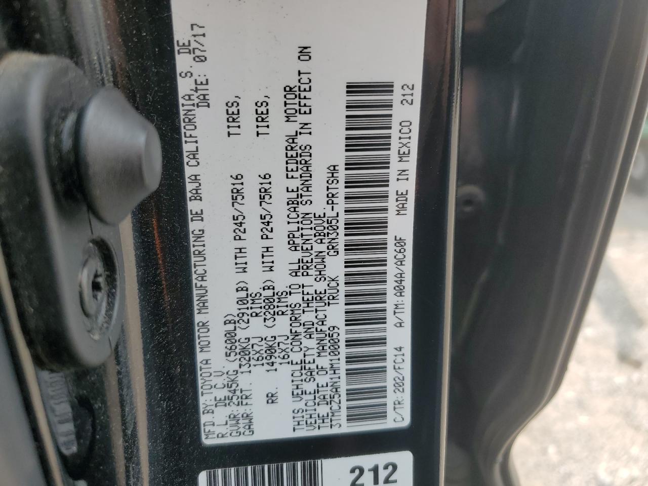 2017 Toyota Tacoma Double Cab VIN: 3TMCZ5AN1HM100059 Lot: 71779535