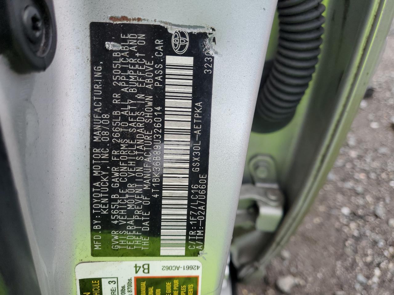 2009 Toyota Avalon Xl VIN: 4T1BK36B89U326014 Lot: 58819195