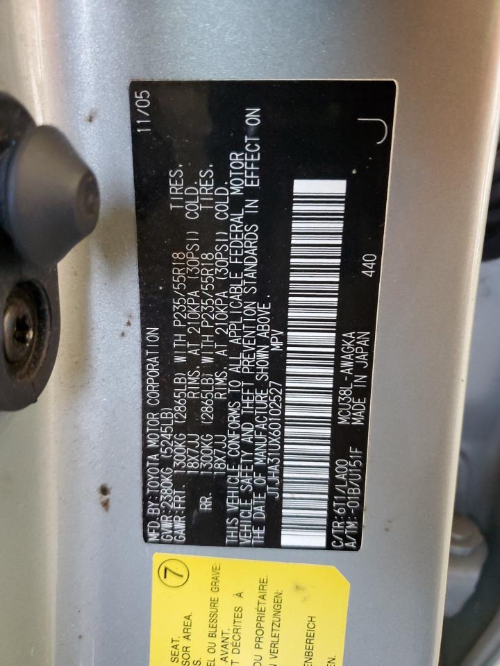 2006 Lexus Rx 330 VIN: JTJHA31UX60102527 Lot: 71748385