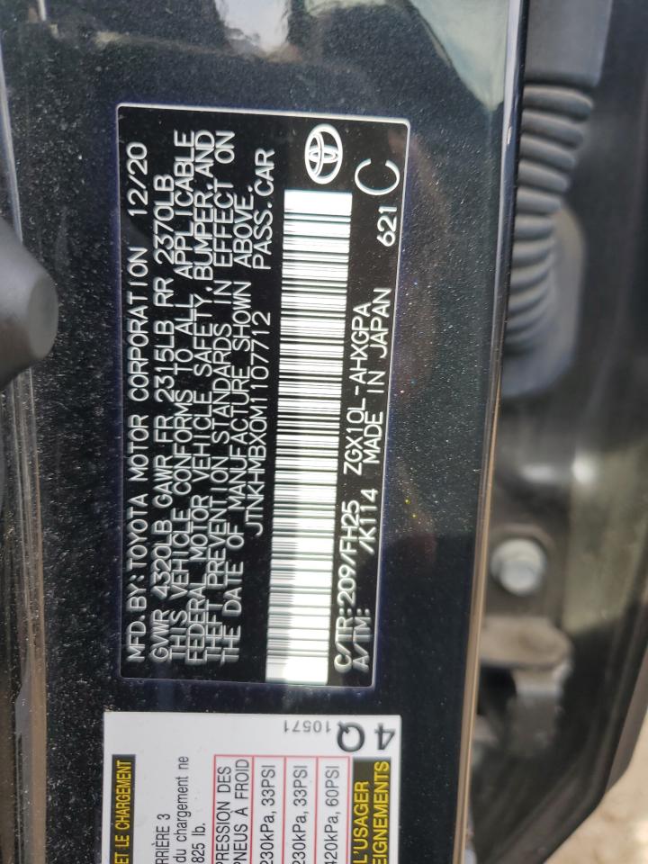 2021 Toyota C-Hr Xle VIN: JTNKHMBX0M1107712 Lot: 71056745