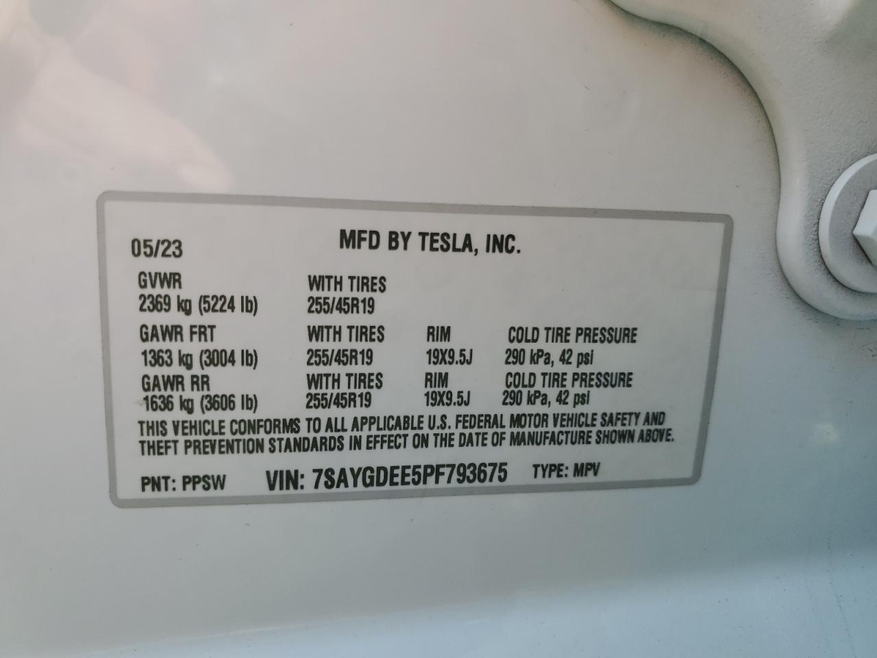 2023 Tesla Model Y VIN: 7SAYGDEE5PF793675 Lot: 80138915