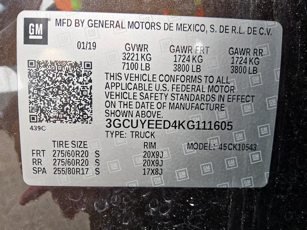 2019 Chevrolet Silverado K1500 Rst VIN: 3GCUYEED4KG111605 Lot: 81244235