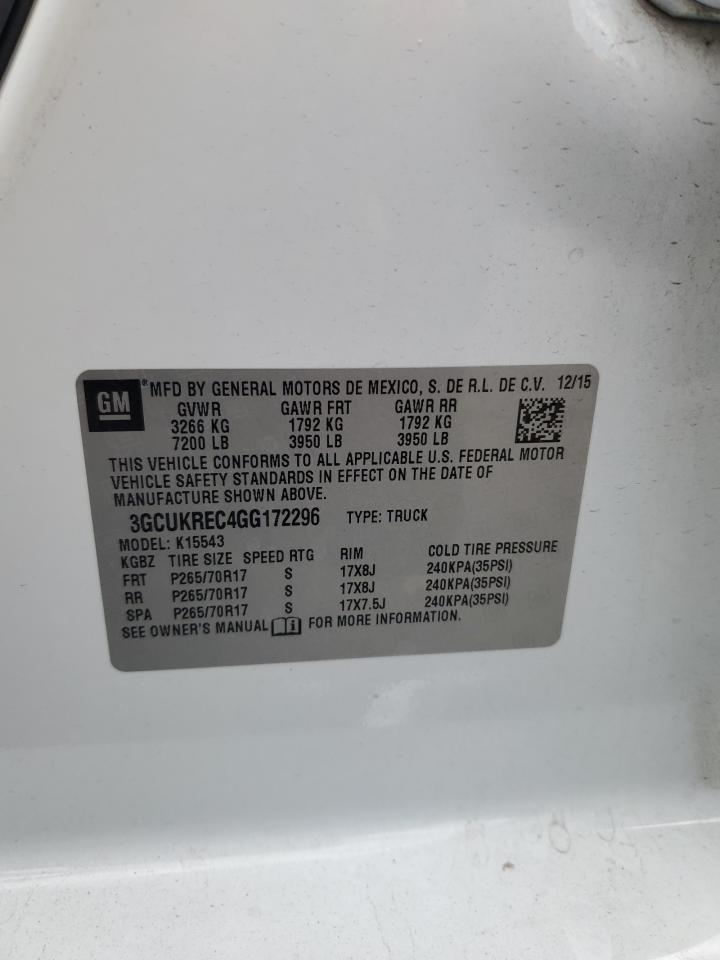 2016 Chevrolet Silverado K1500 Lt VIN: 3GCUKREC4GG172296 Lot: 81823845