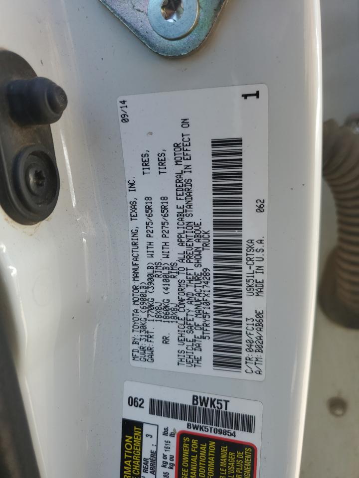 2015 Toyota Tundra Double Cab Sr VIN: 5TFRY5F10FX174289 Lot: 71965705