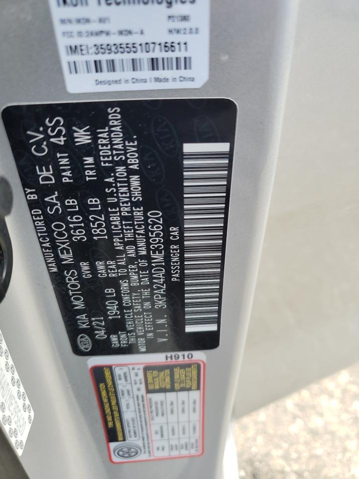 2021 Kia Rio Lx VIN: 3KPA24AD1ME395620 Lot: 81562285