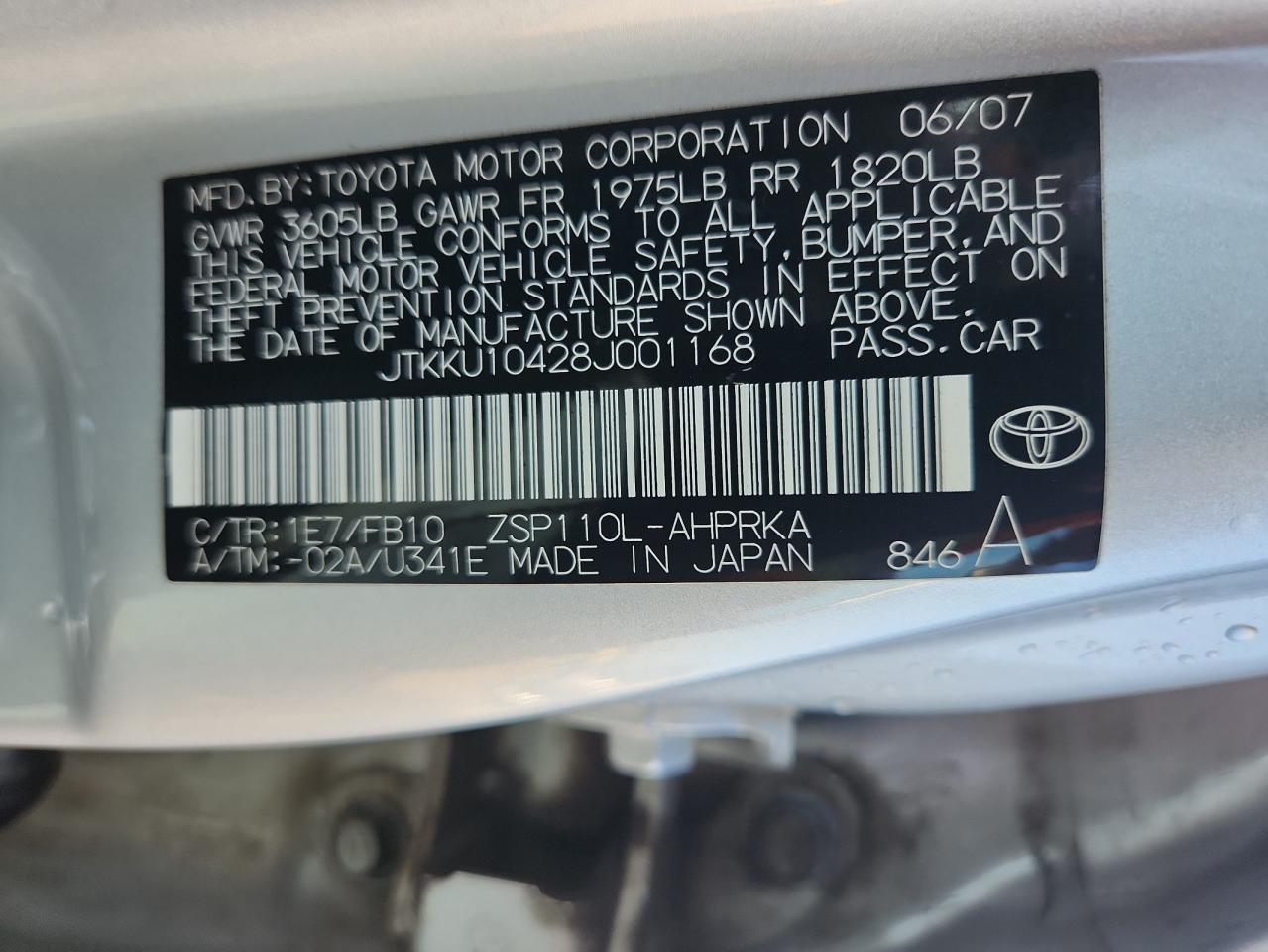 2008 Toyota Scion Xd VIN: JTKKU10428J001168 Lot: 80380365