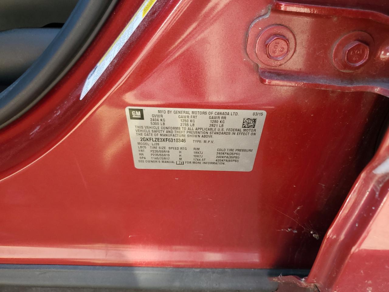 2015 GMC Terrain Denali VIN: 2GKFLZE3XF6310346 Lot: 80483125