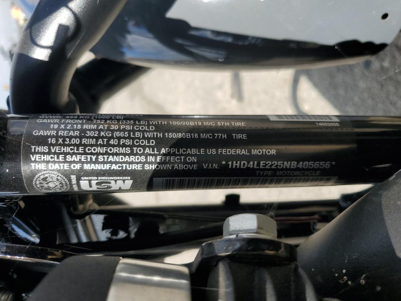 2022 Harley-Davidson Xl883 N VIN: 1HD4LE225NB405656 Lot: 80182815