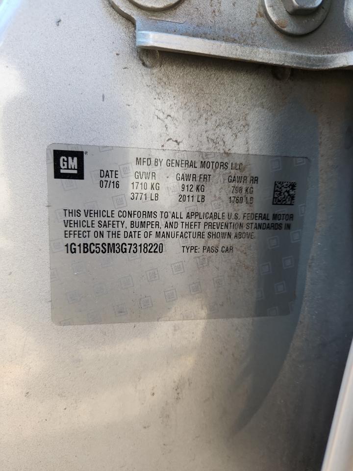 2016 Chevrolet Cruze Ls VIN: 1G1BC5SM3G7318220 Lot: 84220755