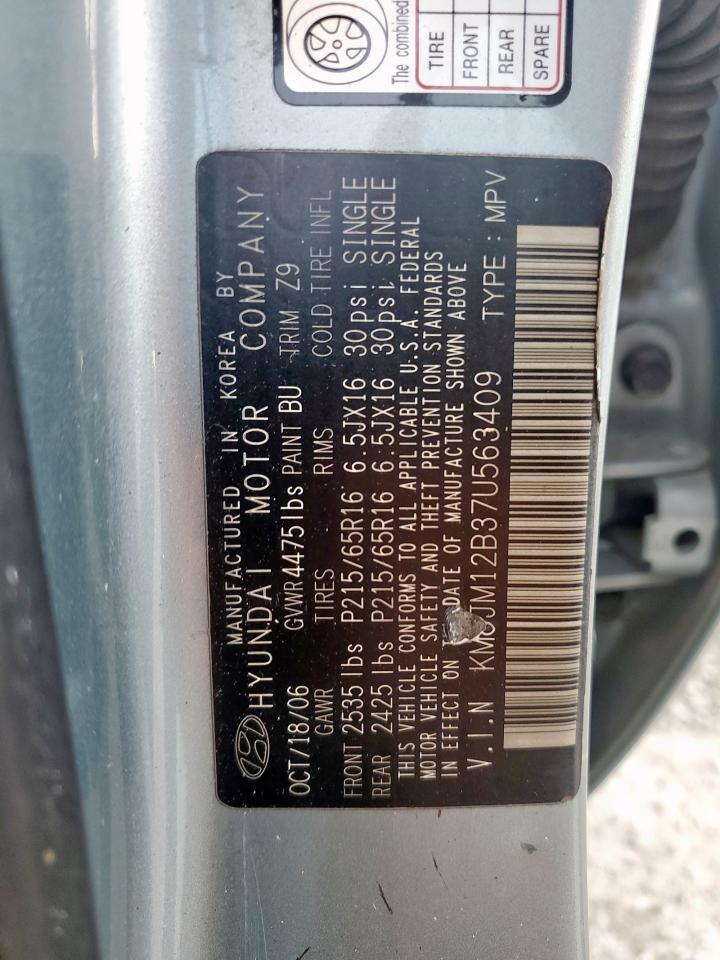 2007 Hyundai Tucson Gls VIN: KM8JM12B37U563409 Lot: 82078015